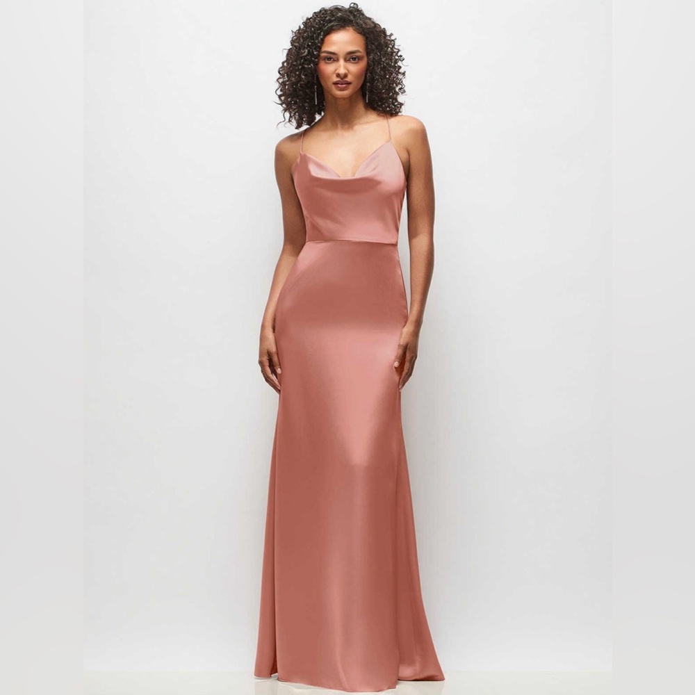 Dessy Collection 3056 COWL-NECK CRISS CROSS BACK SLIP DRESS